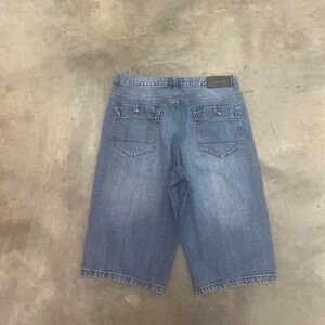 Y2K Sean John men's blue jorts baggy skater hiphop button flap